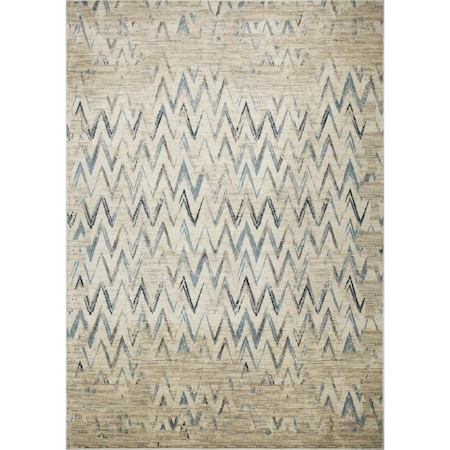 Palacedesigns 3 x 5 ft. Beige & Blue Distressed Chevron Area Rug - Ivory PA3684184